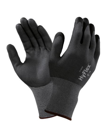 11-840 GUANTES REVESTIMIENTO DE ESPUMA DE NITRILO  SOBRE FORRO DE NYLON NEGRO Y GRIS HYFLEX TALLA 7-11